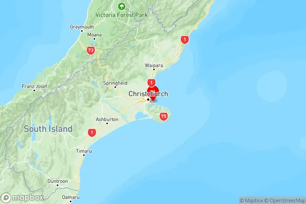 Moncks Bay, Canterbury Region Map