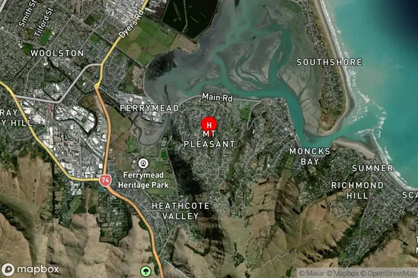 Mount Pleasant, Canterbury Satellite Map