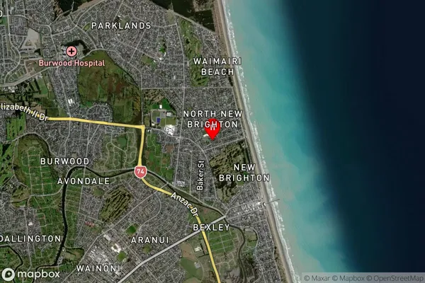 North New Brighton, Canterbury Satellite Map