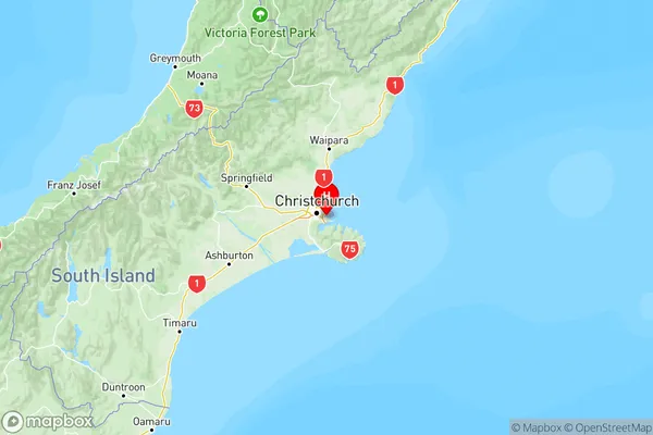 Redcliffs, Canterbury Region Map