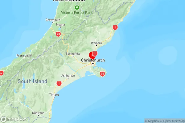 Redwood, Canterbury Region Map