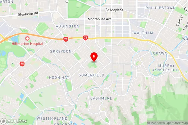 Somerfield, Canterbury Region Map