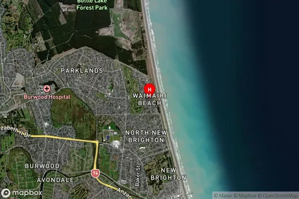 Waimairi Beach, Canterbury Satellite Map