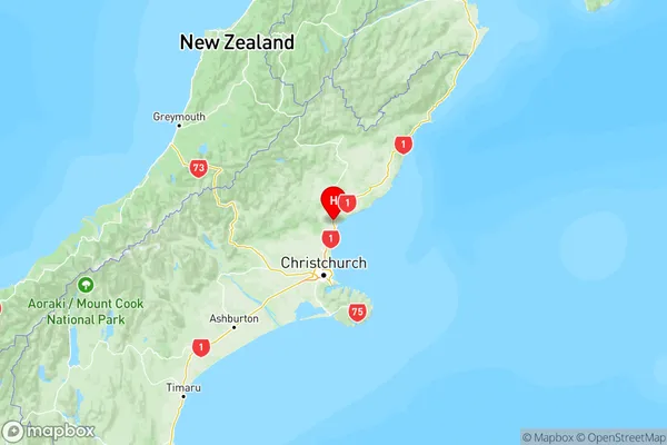 Amberley, Canterbury Region Map