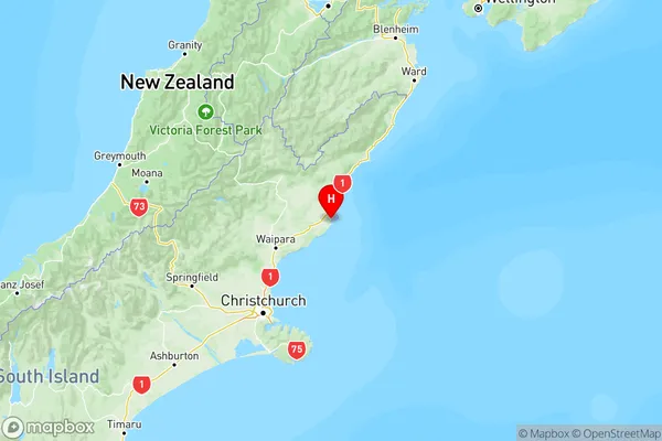 Gore Bay, Canterbury Region Map