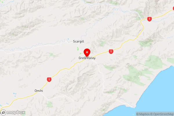 Greta Valley, Canterbury Region Map