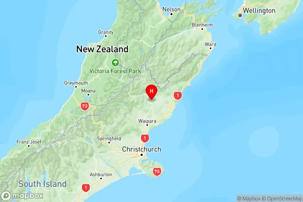 Leslie Hills, Canterbury Region Map