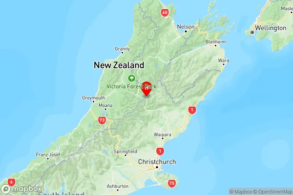 Lewis Pass, Canterbury Region Map