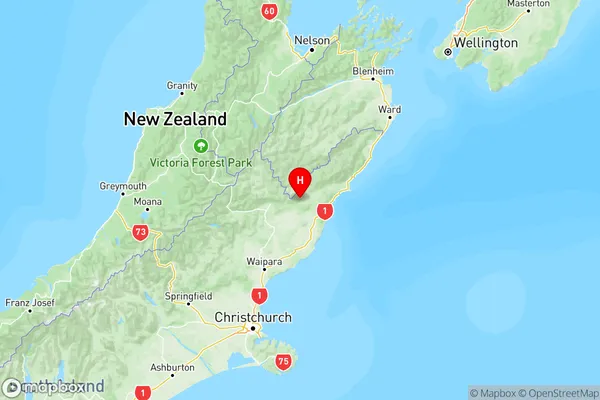 Lyford, Canterbury Region Map