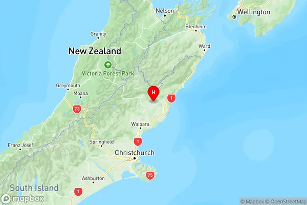 Waiau, Canterbury Region Map