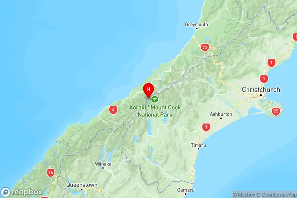 Mt Cook, Canterbury Region Map