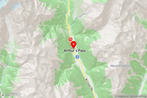 Arthur's Pass, Canterbury Region Map