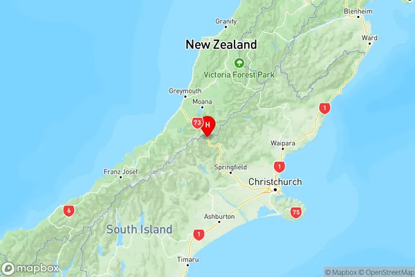 Arthur's Pass, Canterbury Region Map