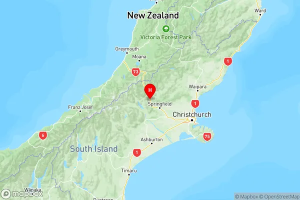 Castle Hill, Canterbury Region Map