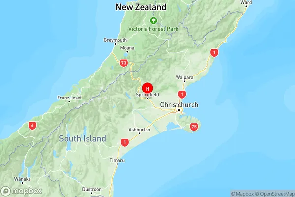 Springfield, Canterbury Region Map