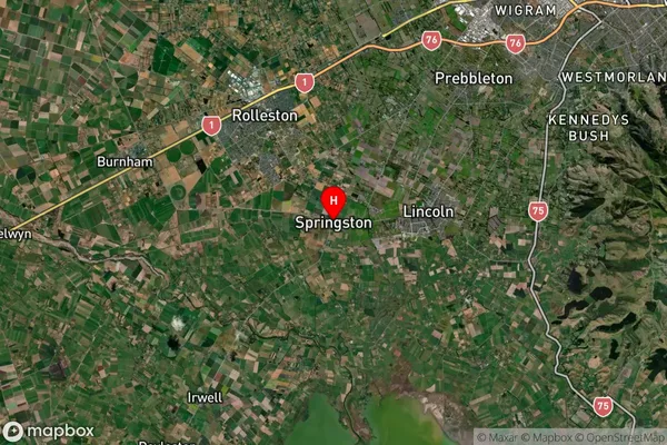 Springston, Canterbury Satellite Map