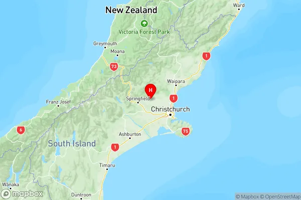 Oxford, Canterbury Region Map