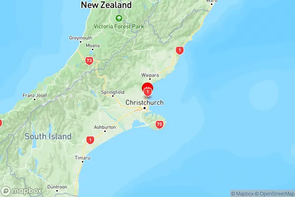 The Pines Beach, Canterbury Region Map