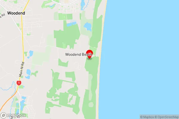 Woodend Beach, Canterbury Region Map