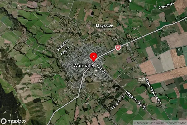 Waitangi, Canterbury Satellite Map