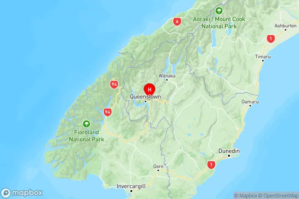 Lower Shotover, Otago Region Map