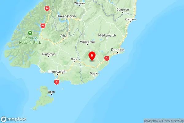 Greenfield, Otago Region Map