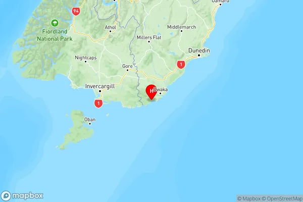 Papatowai/Pounawea, Otago Region Map