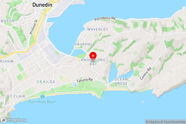 Andersons Bay, Otago Region Map