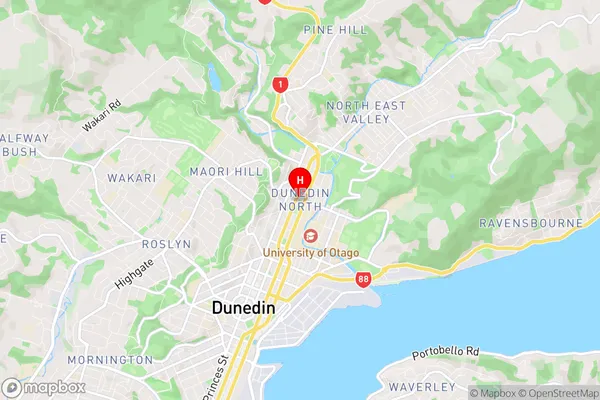 North Dunedin, Otago Region Map