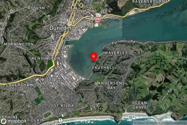 Vauxhall, Otago Satellite Map