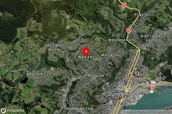 Wakari, Otago Satellite Map