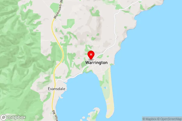 Warrington, Otago Region Map