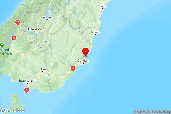 Warrington, Otago Region Map