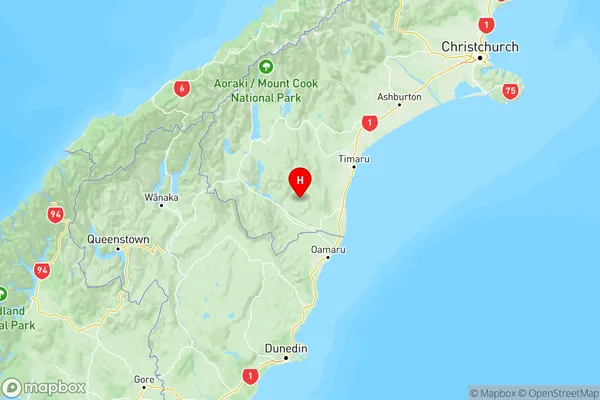 Waitaki, Otago Region Map