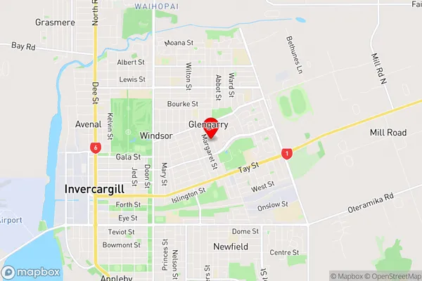 Glengarry, Southland Region Map