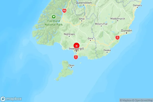 Invercargill, Southland Region Map