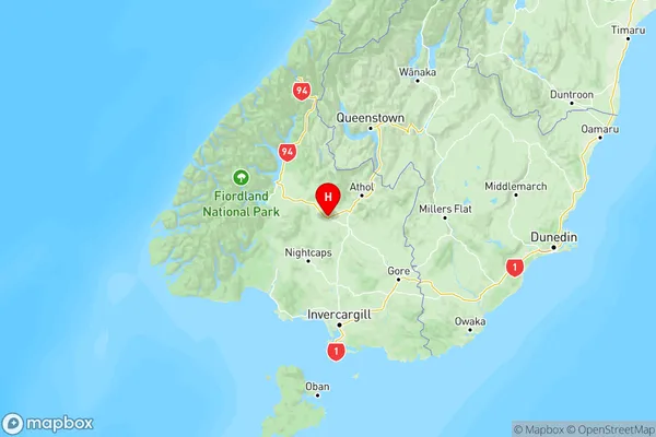 Mossburn, Southland Region Map