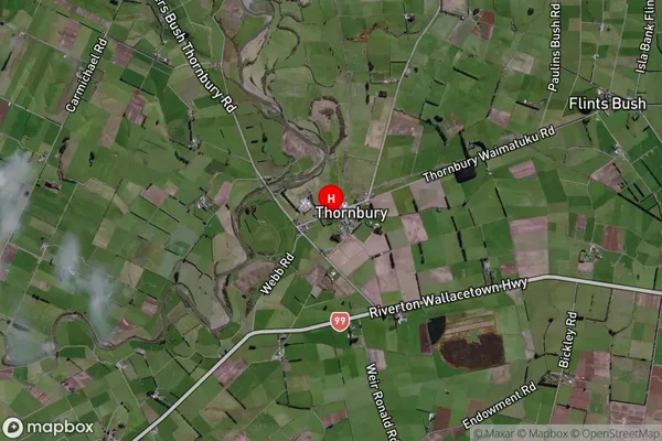 Thornbury, Southland Satellite Map