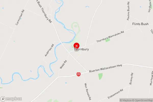 Thornbury, Southland Region Map