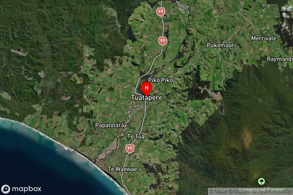 Tuatapere, Southland Satellite Map