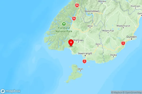 Tuatapere, Southland Region Map