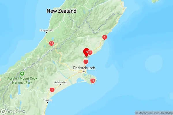 Amberley, Canterbury Region Map