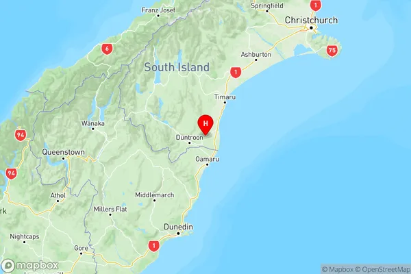 Waihao Forks, Canterbury Region Map