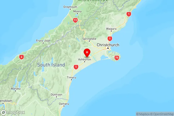 Mitcham, Canterbury Region Map