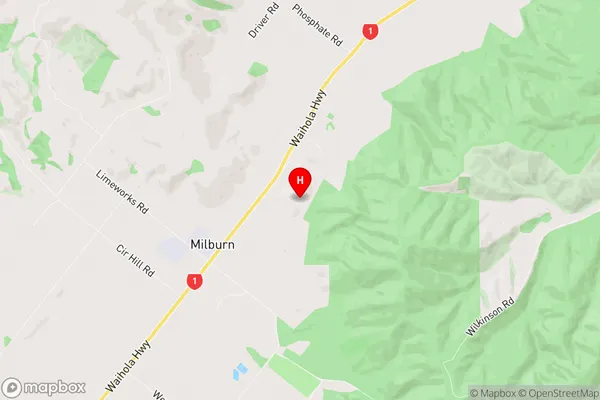 Milburn, Otago Region Map