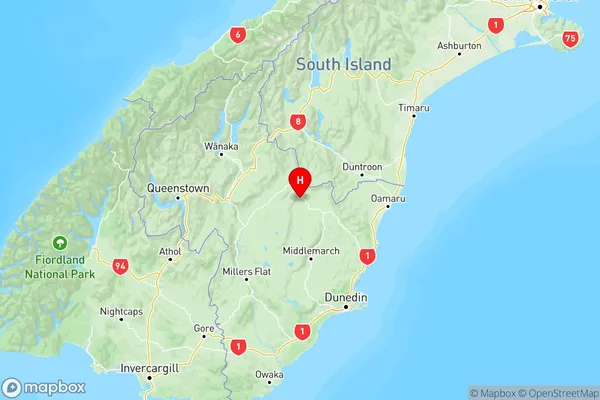 Wedderburn, Otago Region Map