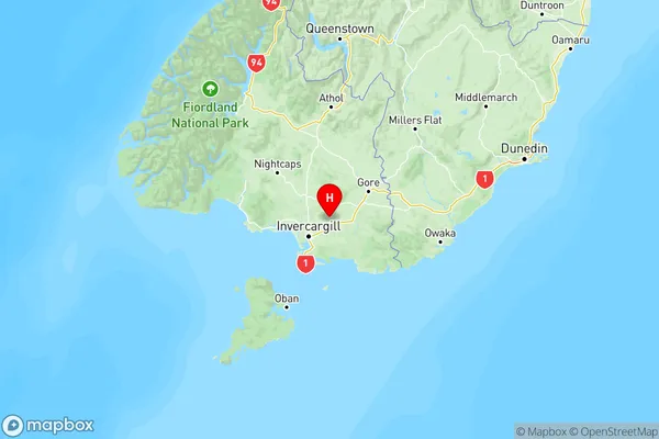 Mabel Bush, Southland Region Map