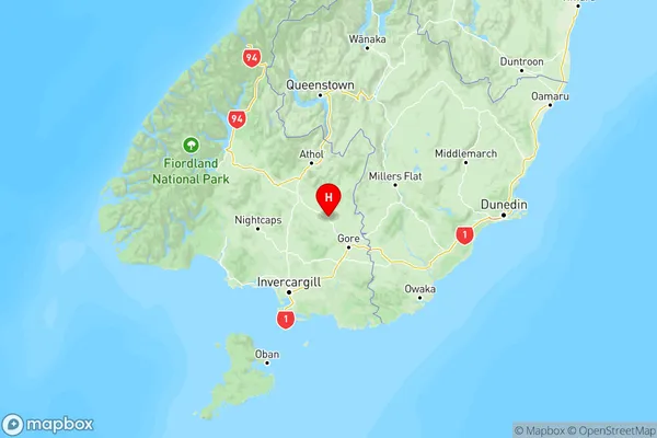 Riversdale, Southland Region Map