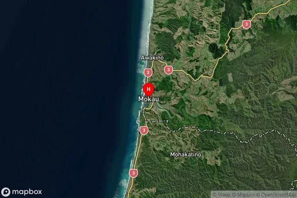 Mokau, Waikato Satellite Map