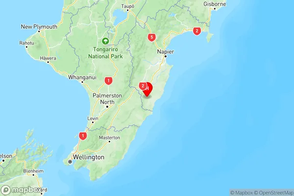 Wanstead, Hawke's Bay Region Map